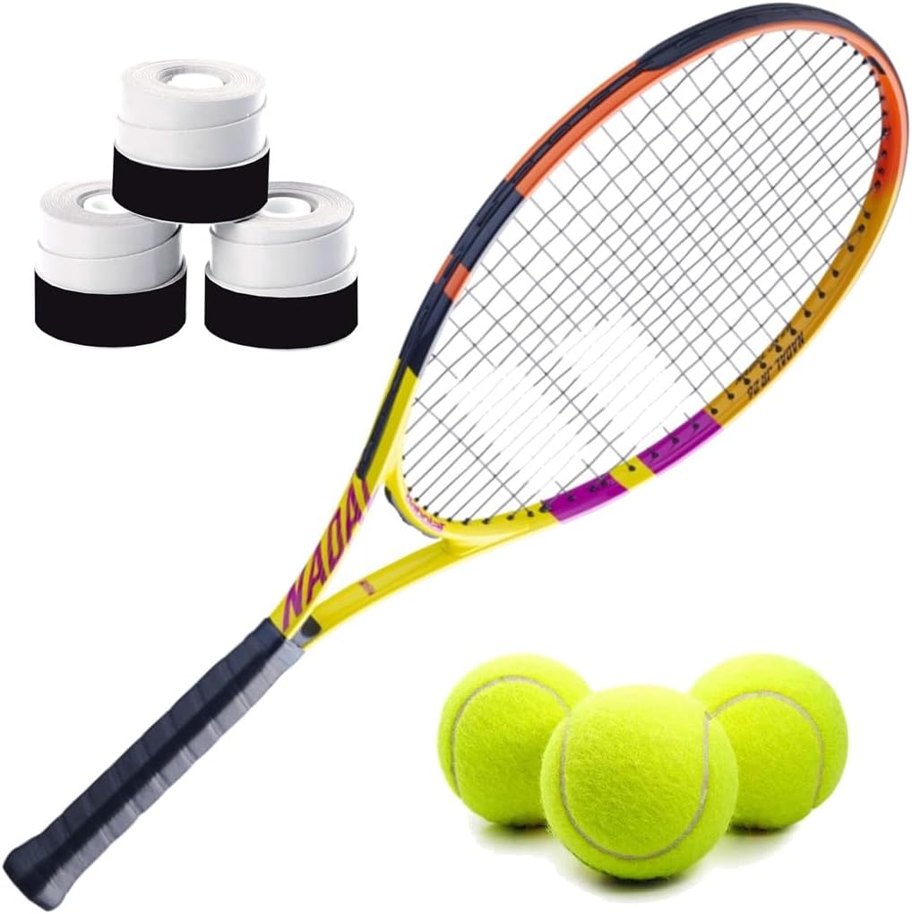 Babolat Nadal Junior Tennis Racquet (Rafa Edition) Bundled with 3 Overgrips and 3 Tennis Balls