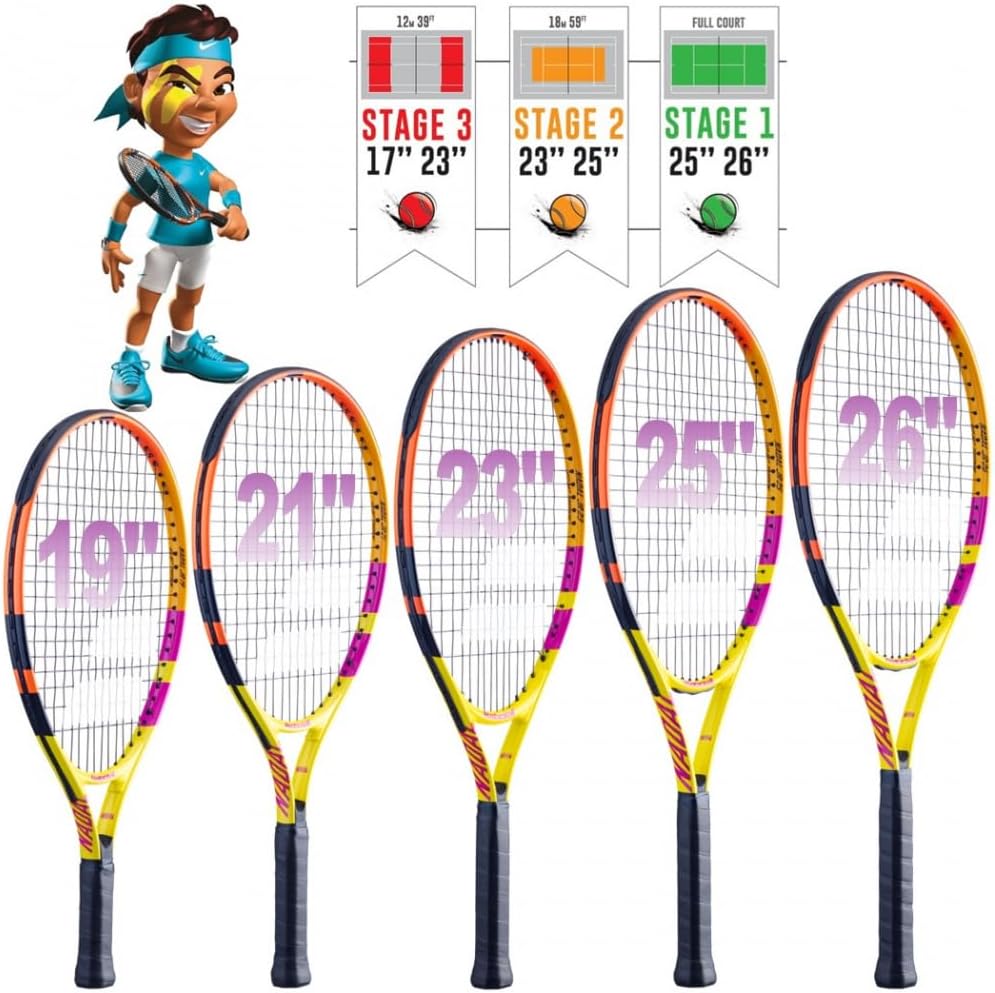 Babolat Nadal Junior Tennis Racquet (Rafa Edition) Bundled with 3 Overgrips and 3 Tennis Balls