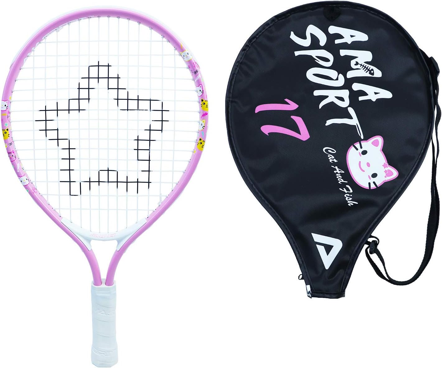 Kids Tennis Racket for Junior Toddlers Starter Kit 17-25 for Girl Pink and Boy Yellow with 420D Nylon Shoulder Strap Bag