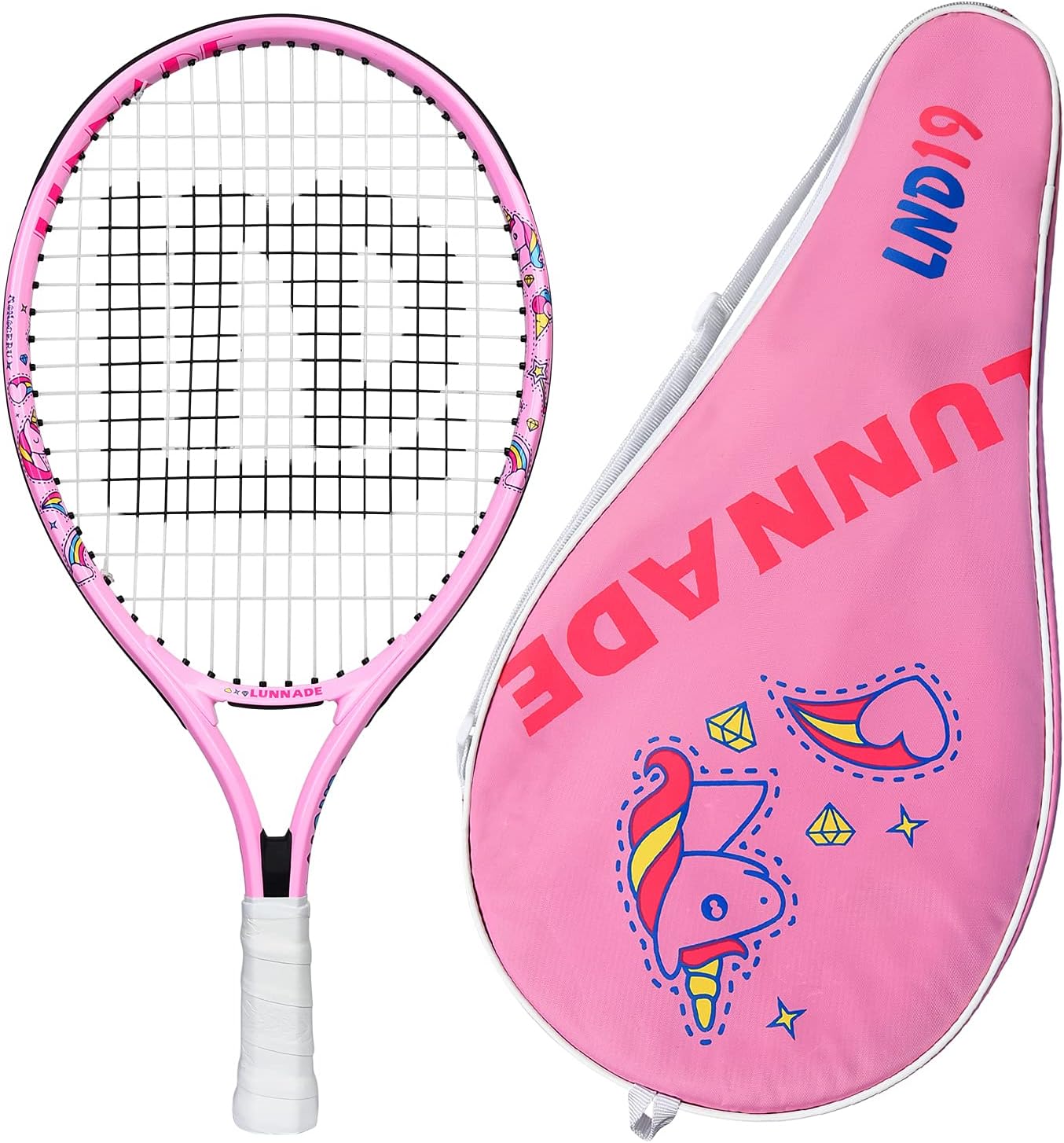 LUNNADE Tennis Racket for Kids Junior, 19/21/23/25 Inch Youth Tennis Racquet with Cover, Suitable for Beginner Boys and Girls Age 3-12