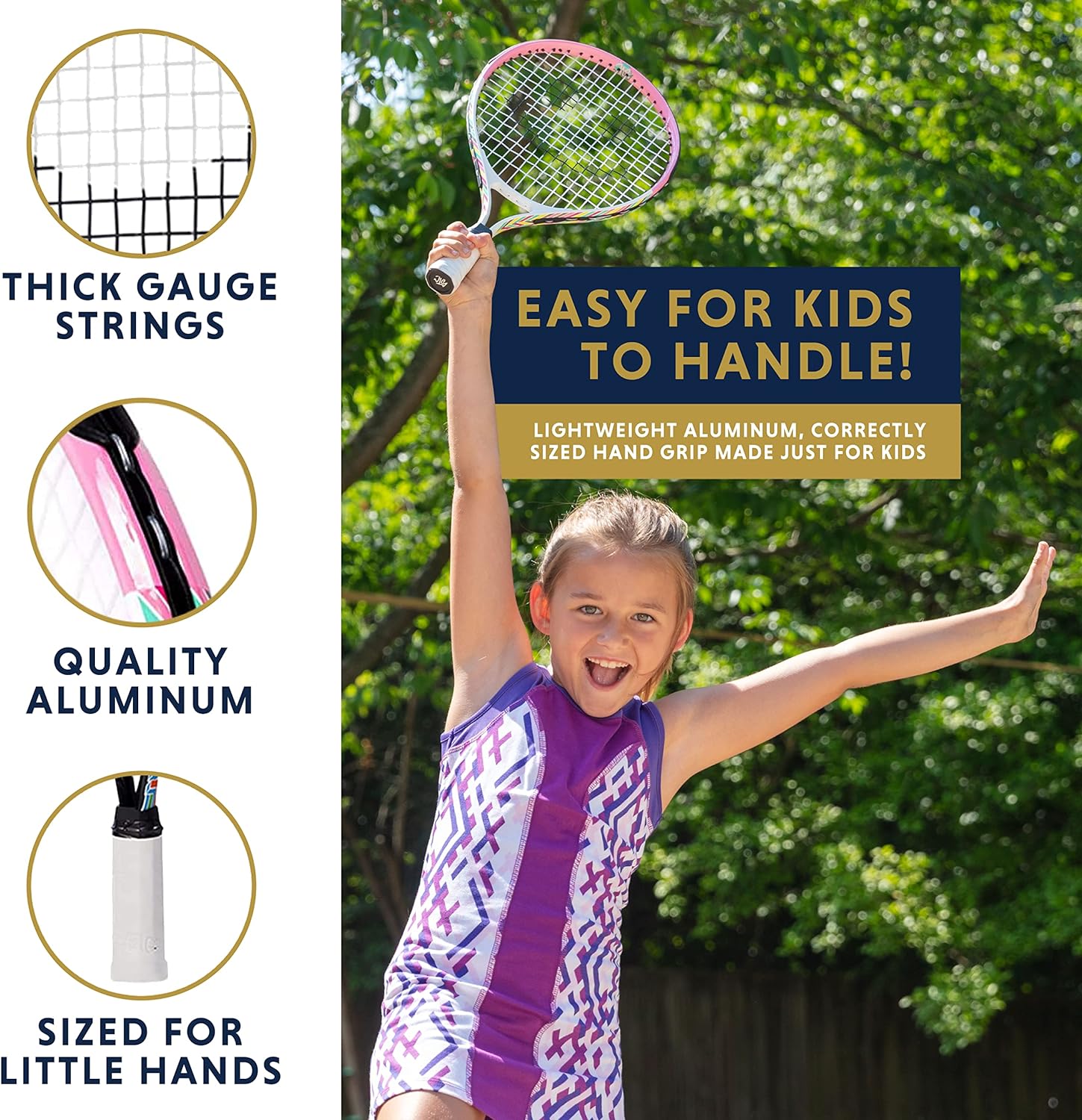 Tennis Racket for Kids by Street Tennis Club. Proper Equipment Helps You Learn Faster and Play Better!