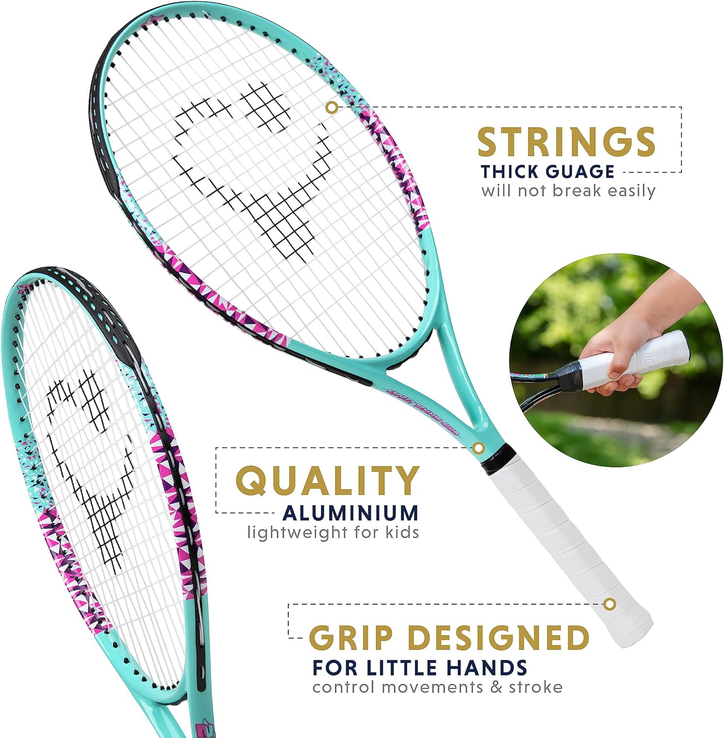 Tennis Racket for Kids by Street Tennis Club. Proper Equipment Helps You Learn Faster and Play Better!