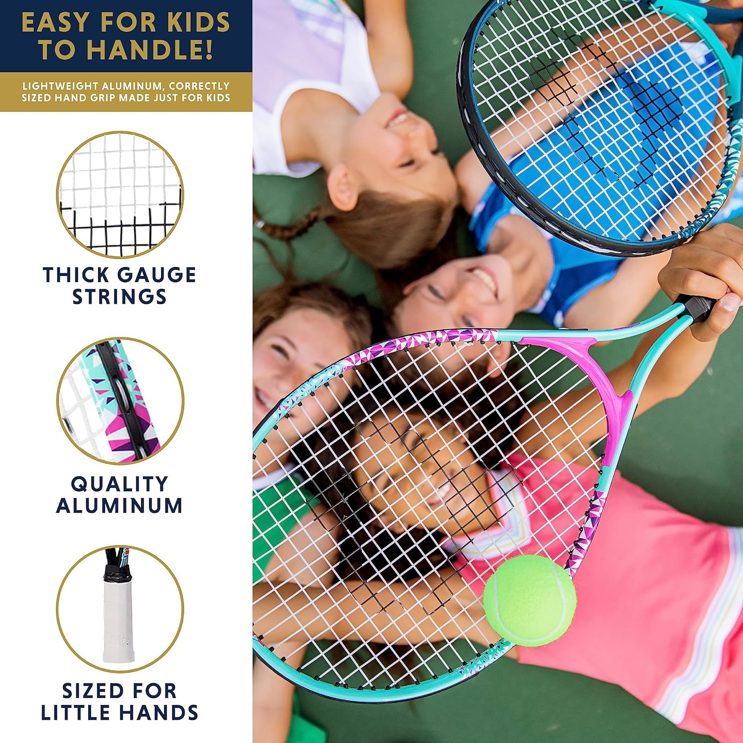 Tennis Racket for Kids by Street Tennis Club. Proper Equipment Helps You Learn Faster and Play Better!