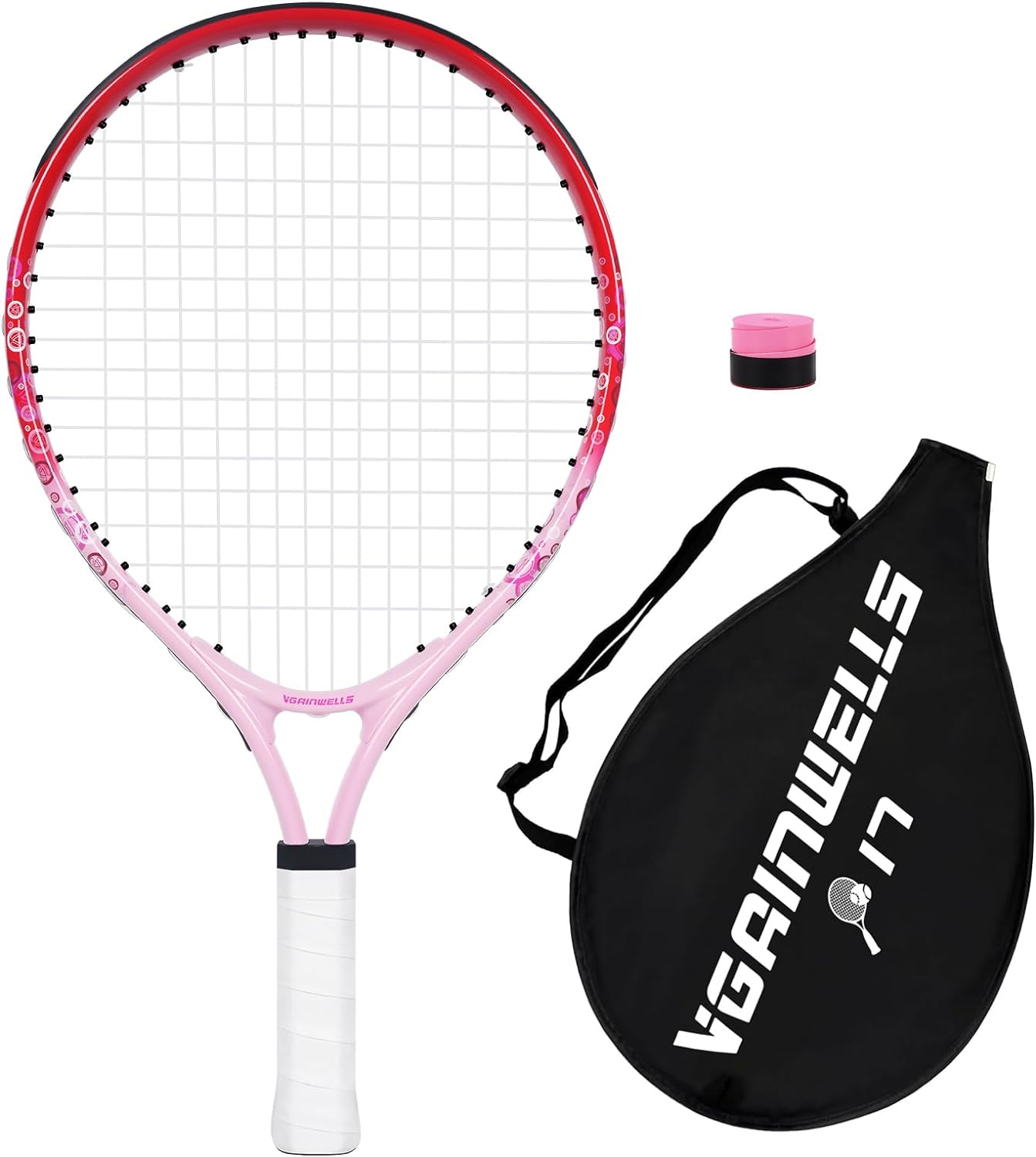 vgainwells 17 Kids Tennis Racket for Aged 2-5, Lightweight and Durable, Including 1 Toddler Tennis Racket and 1 Replacement Grip Tapes