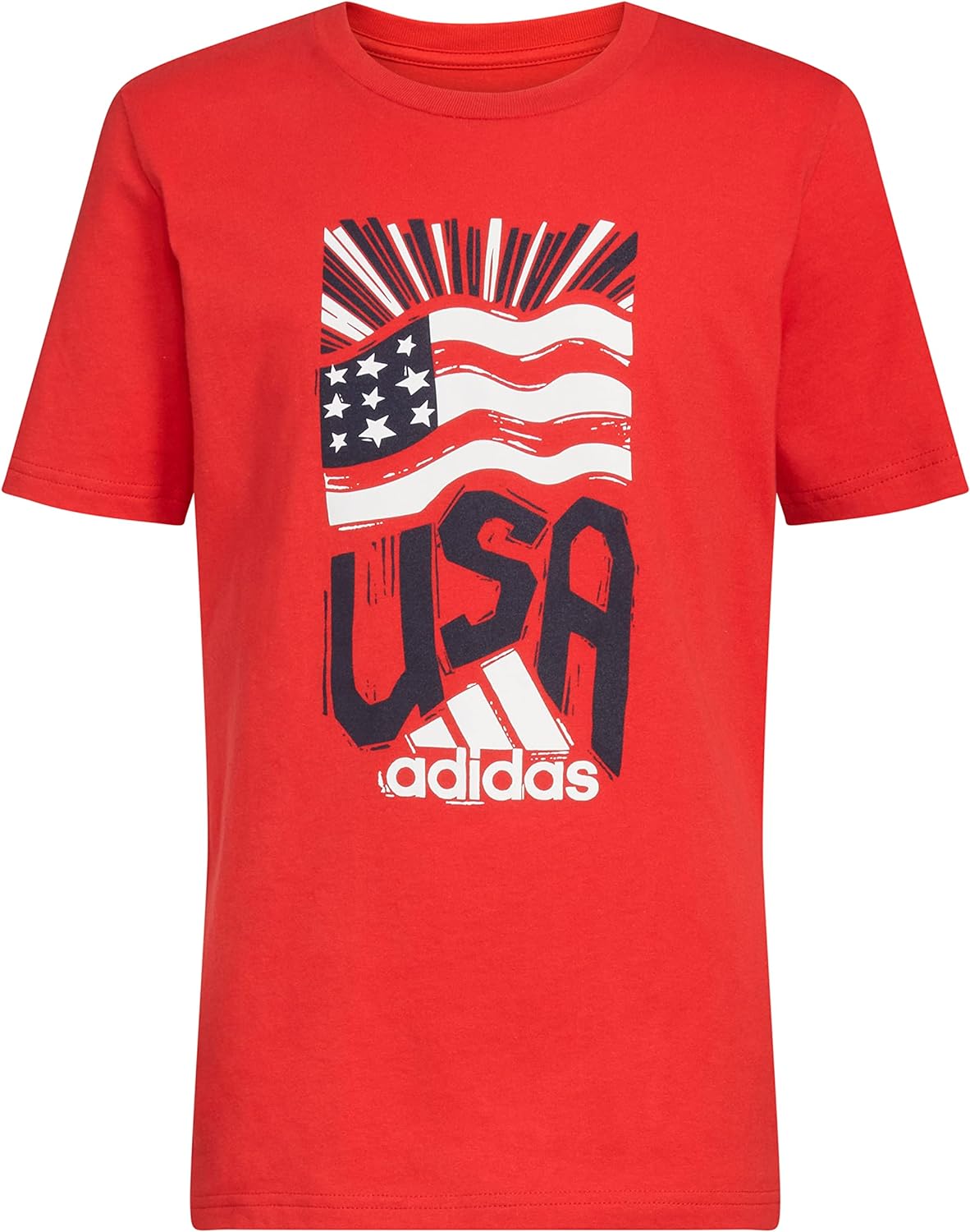 adidas Boys Short Sleeve Cotton USA Graphic T-Shirt