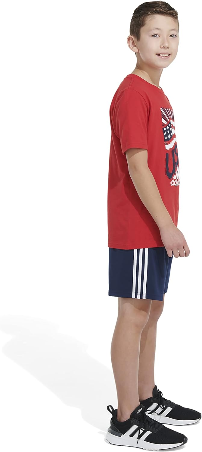 adidas Boys Short Sleeve Cotton USA Graphic T-Shirt