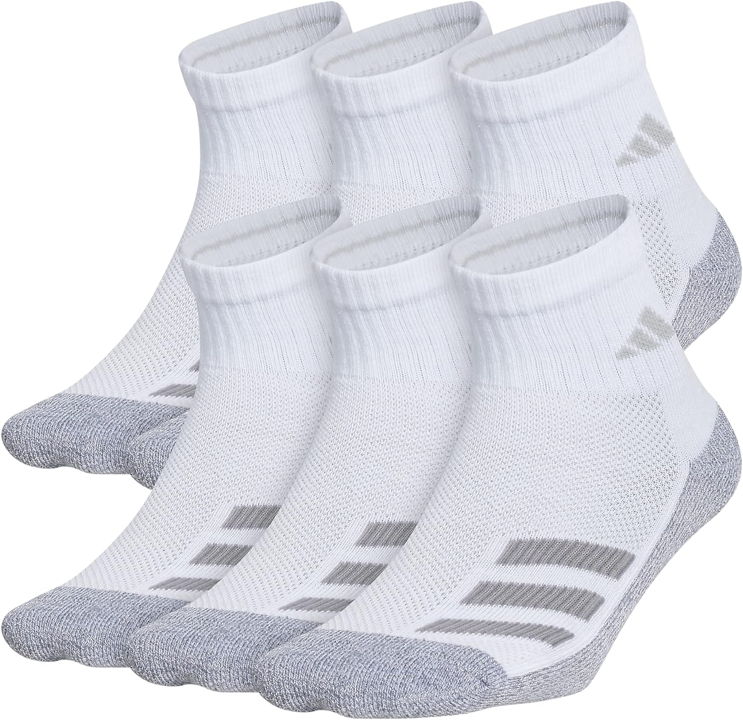 adidas Kids-Boys/Girls Cushioned Angle Stripe Quarter Socks (6-Pair)