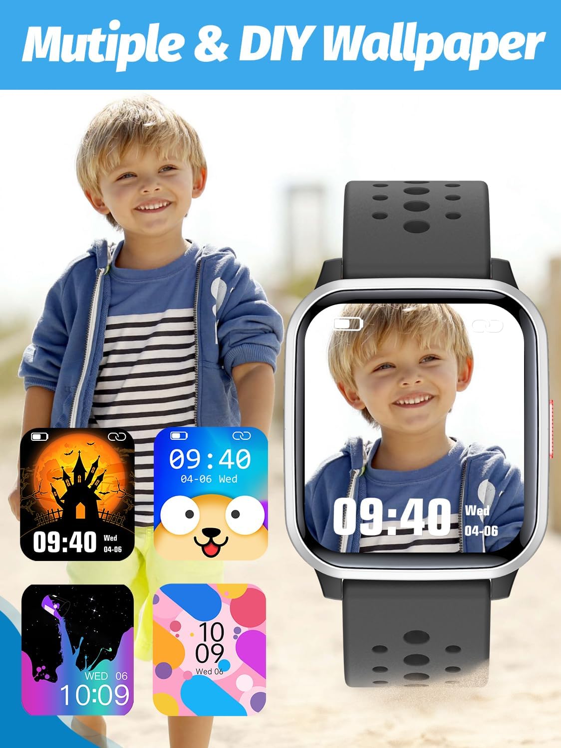 Butele Kids Smart Watch with Sleep Mode, 20 Sports Modes, 5 Games and Pedometer - Fun Birthday Gifts for 4-16 Year Olds (Purple)