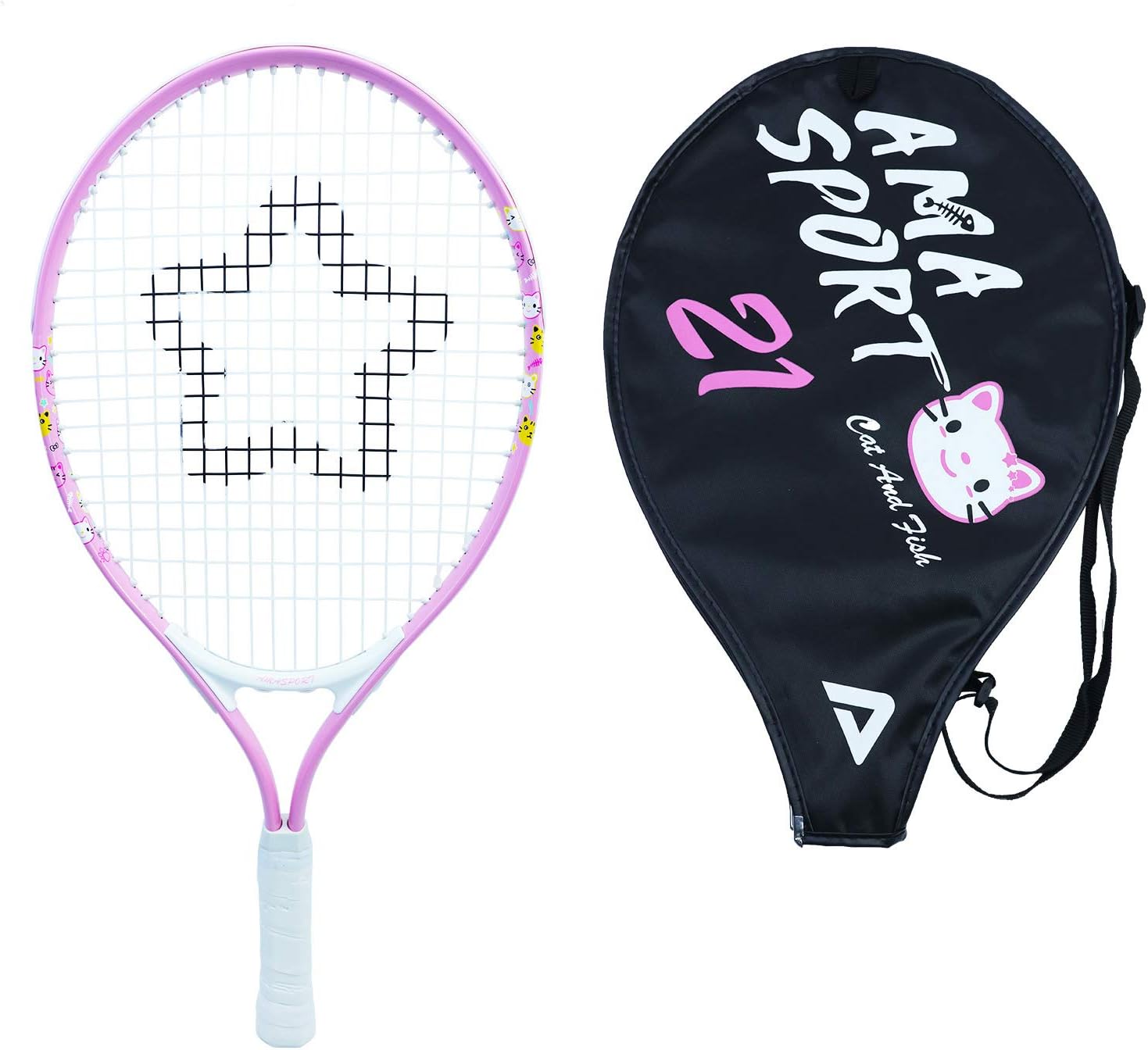 Kids Tennis Racket for Junior Toddlers Starter Kit 17-25 for Girl Pink and Boy Yellow with 420D Nylon Shoulder Strap Bag