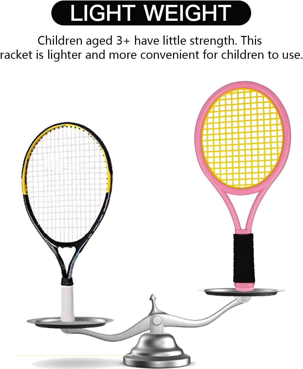 Kids Tennis Racket,17 Inch Plastic Tennis Racket with 2 Soft Balls,2 Tennis Balls and 4 Shuttlecocks for Kid,Toddler Outdoor/Indoor Sport Play