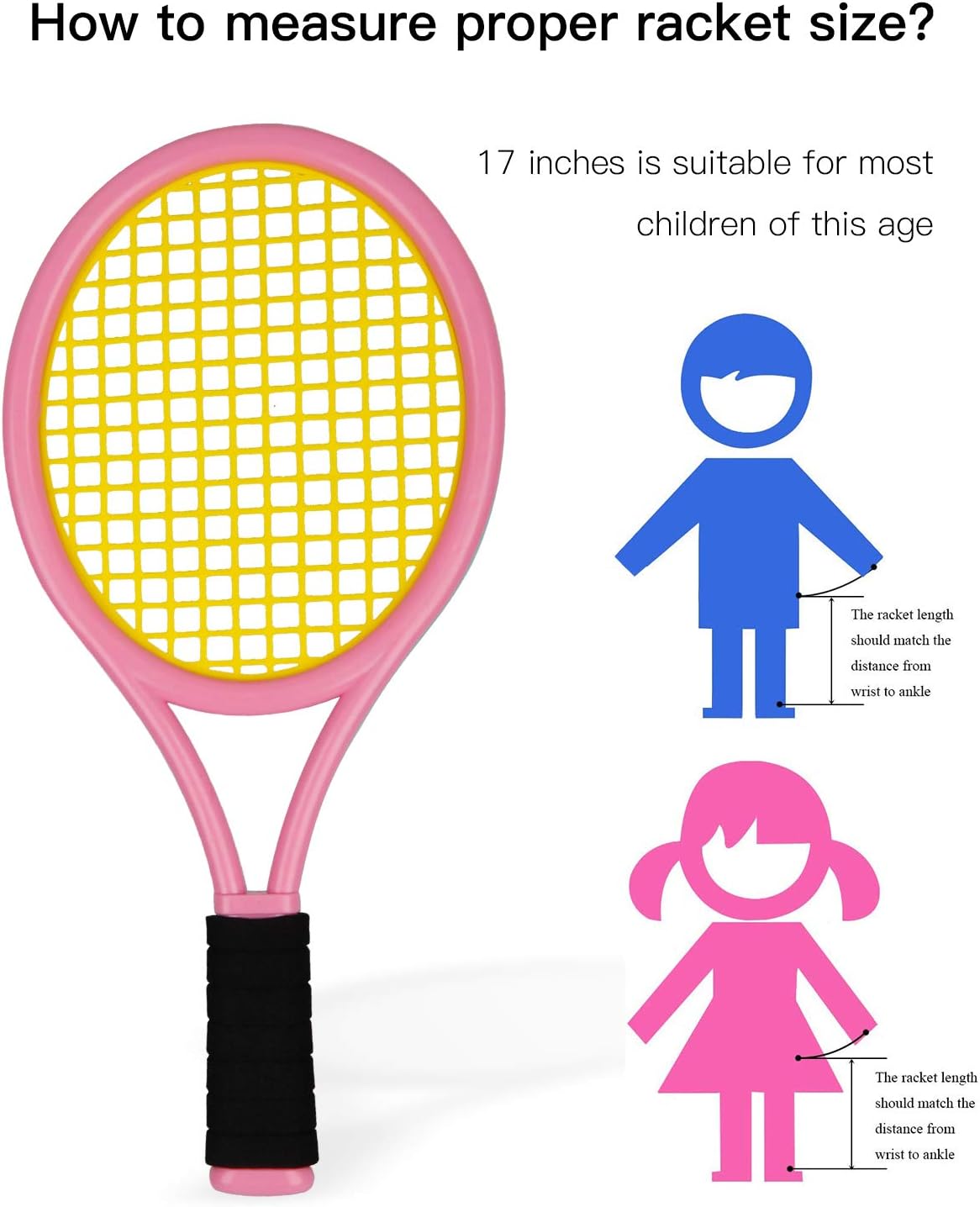 Kids Tennis Racket,17 Inch Plastic Tennis Racket with 2 Soft Balls,2 Tennis Balls and 4 Shuttlecocks for Kid,Toddler Outdoor/Indoor Sport Play