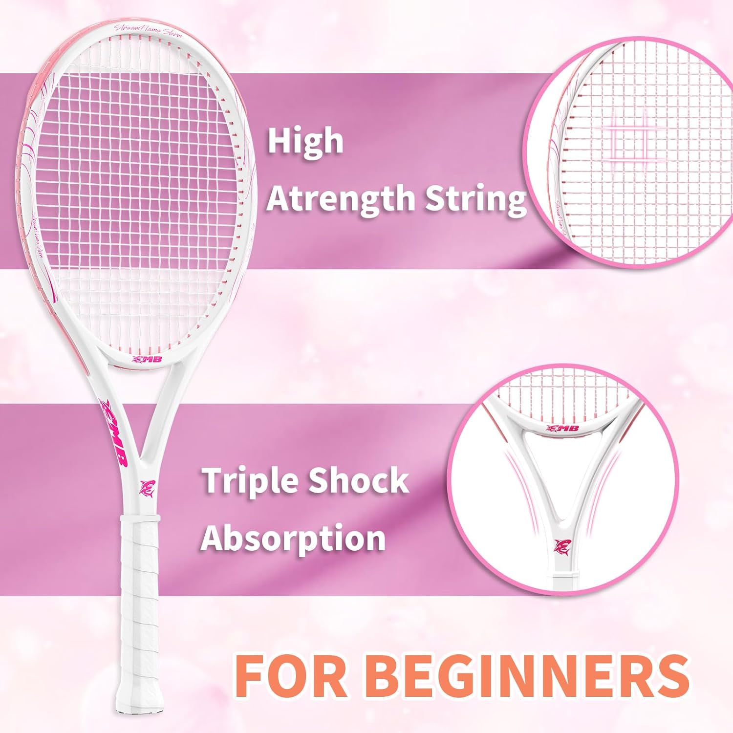 MBFISH Tennis Racket - Super Value Set with Durable Strings, Comfortable Handle, 27 Tennis Racquet for Adults, Includes 3 Tennis Balls, 2 Overgrips and Tennis Bag