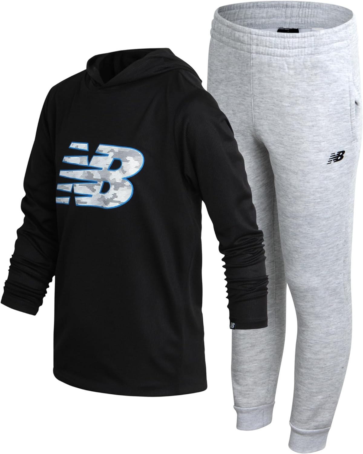 New Balance Boys Active Sweatsuit - 2 Piece Waffle Knit Hoodie Sweatshirt and Sweatpants - Jogger Pants Set for Boys, 7-12