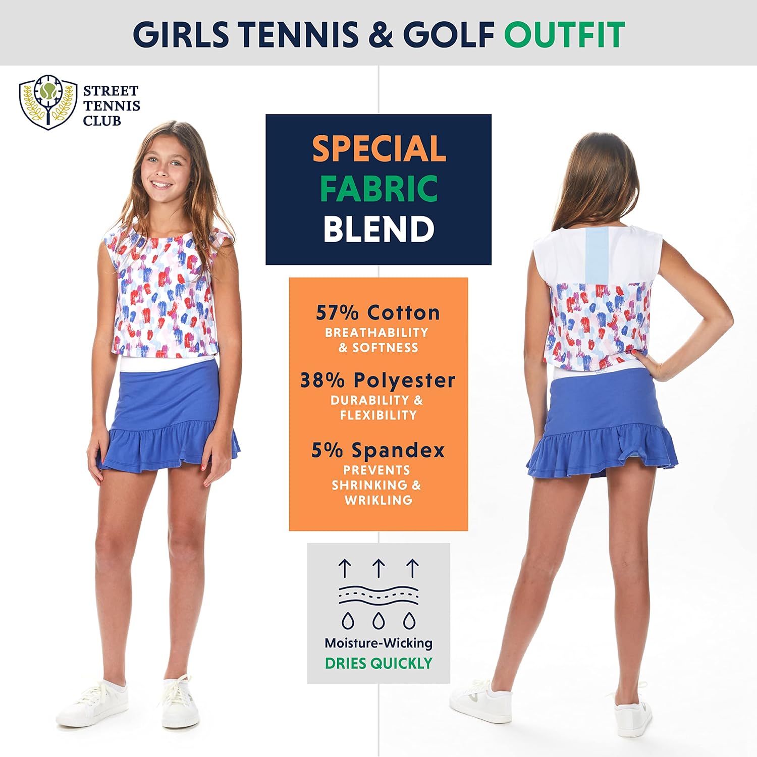 STC Girls Tennis Dresses and Golf Outfit Sleeveless Kids Athletic Sports Skirts with Shorts and Built in Pockets