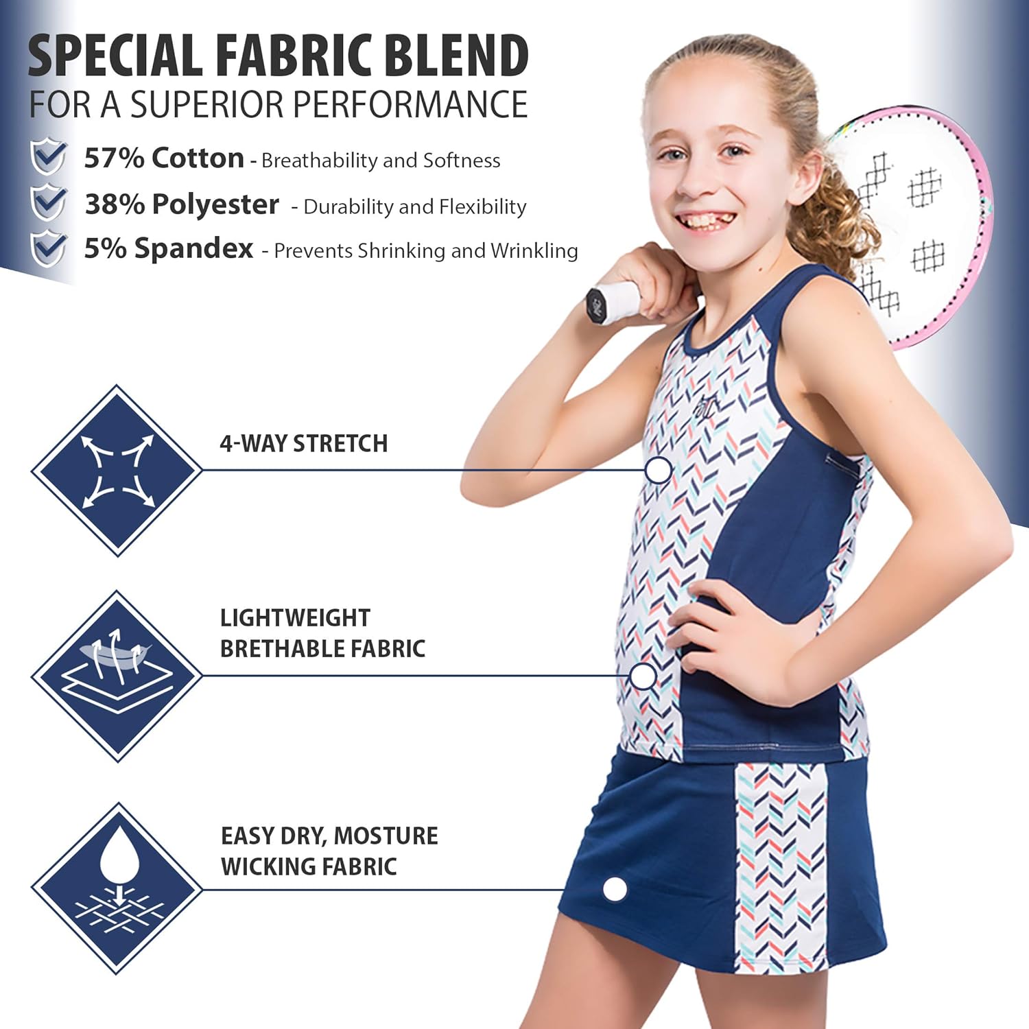 STC Girls Tennis Dresses and Golf Outfit Sleeveless Kids Athletic Sports Skirts with Shorts and Built in Pockets