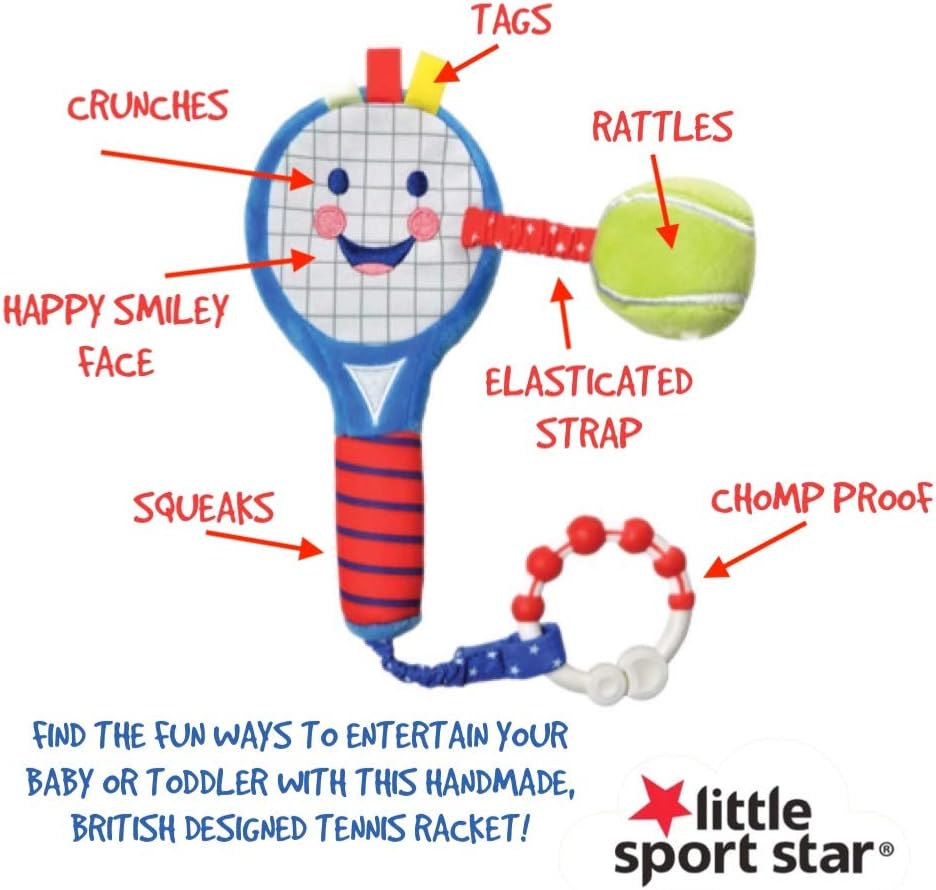 Tennis Racket | Suitable from Birth to 2 Years | Your First Tennis Racket | to Inspire and Play with | Extra Sensory Features for Babies | Part of The LITTLE SPORT STAR Baby Collection