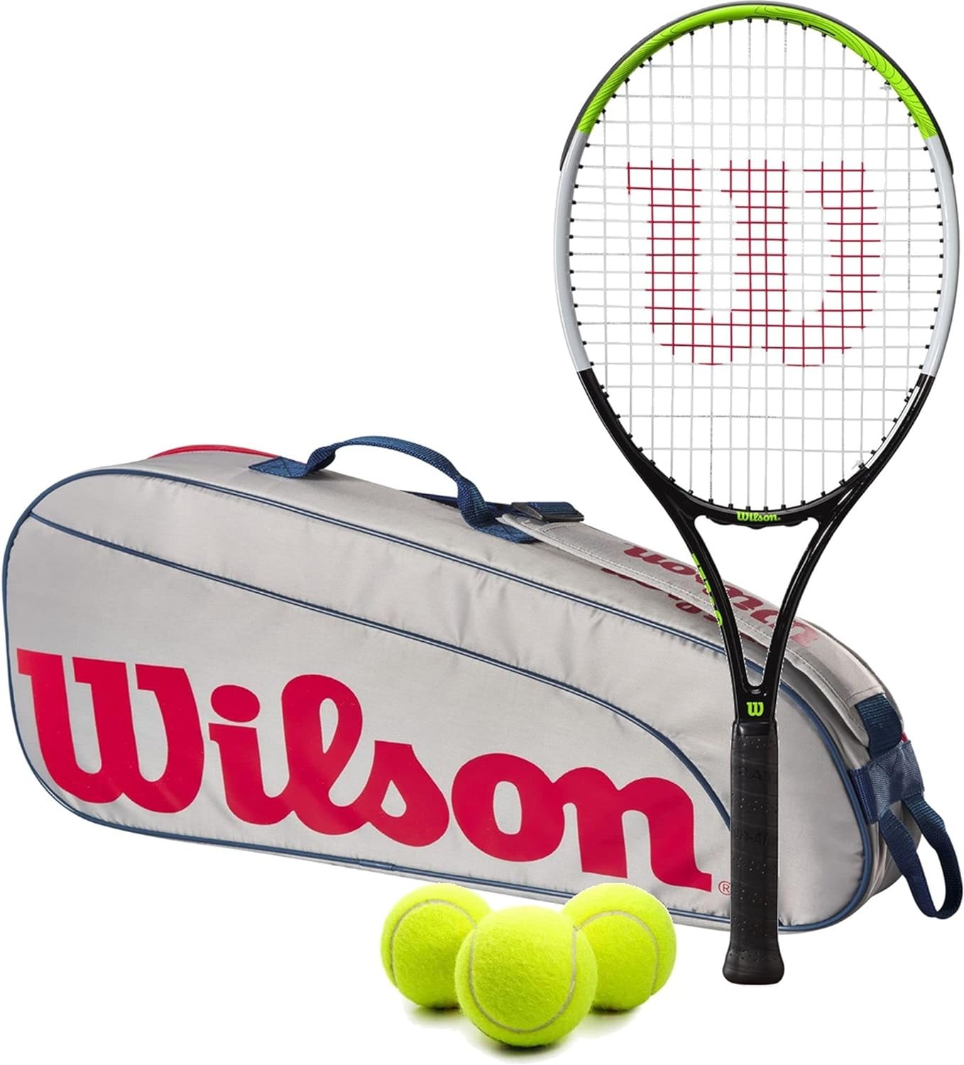 Wilson Blade Feel Junior Tennis Racquet Bundled with a Kids Tennis Bag or Backpack and a Can of Yellow Tennis Balls