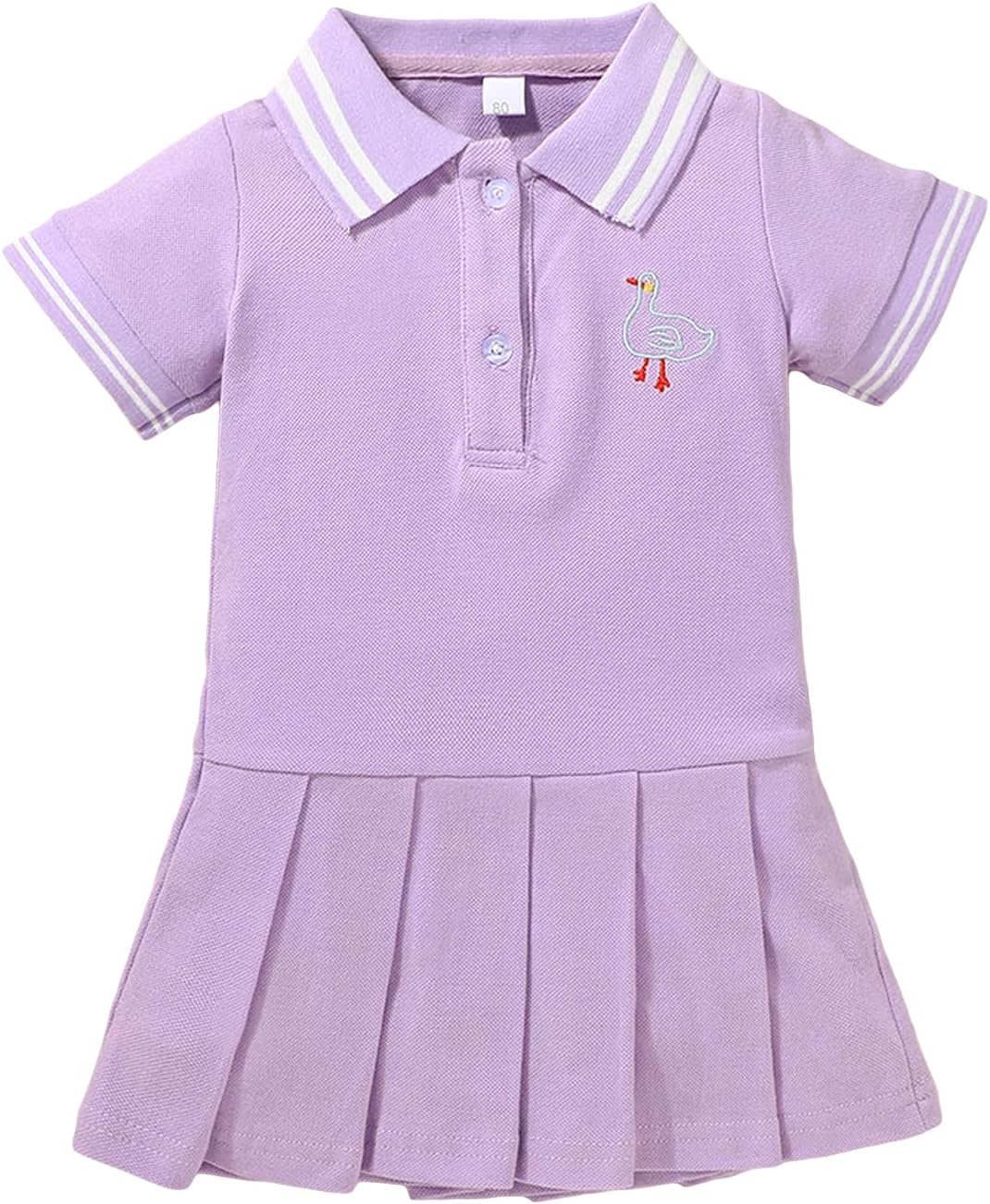 Adjiukoyidi Toddler Little Girl Dresses Short Sleeve Tennis Dress Shirt Dresses Pleated Dress Golf Outfits Sport Clothes