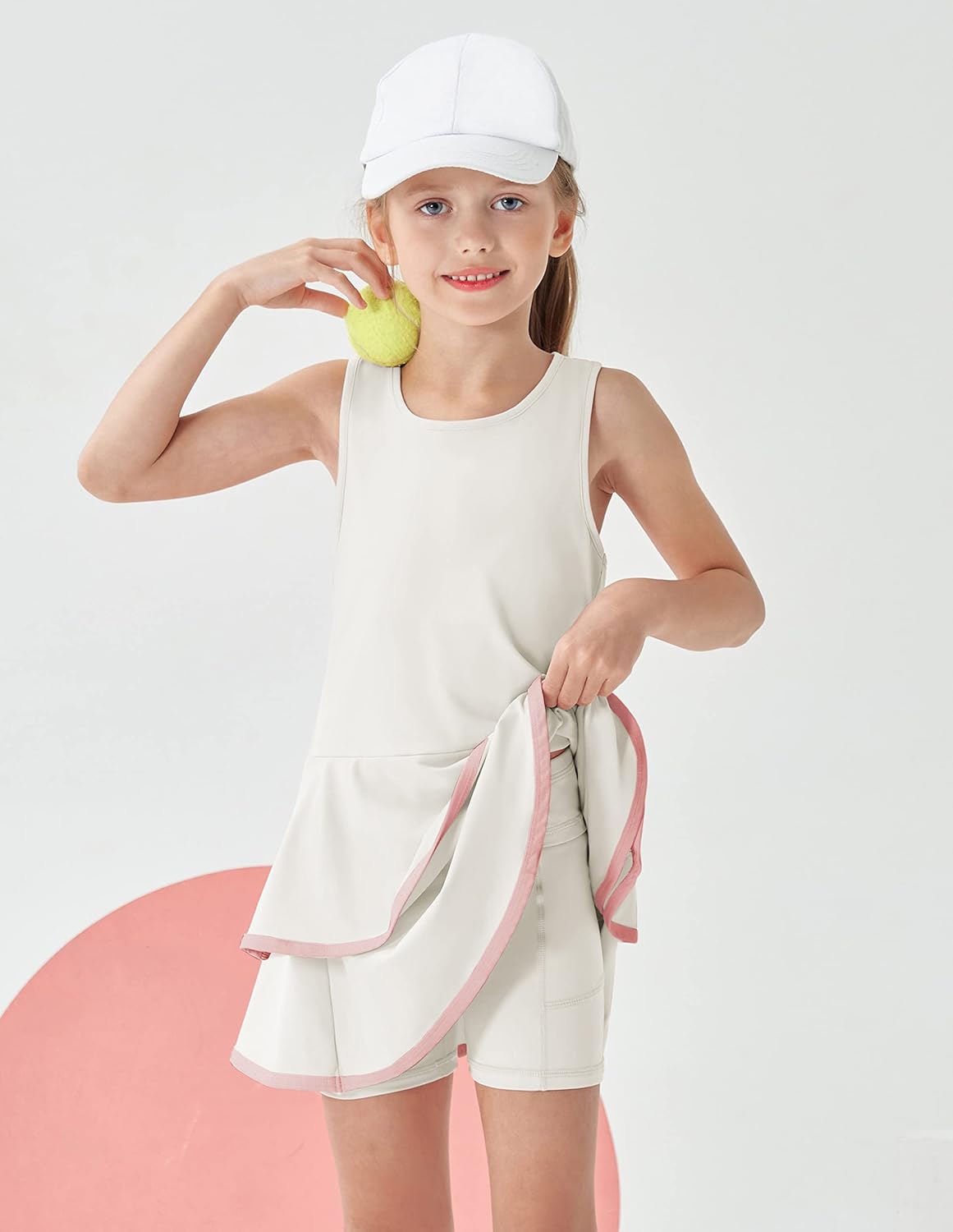 JACK SMITH Youth Girls Tennis Dresses with Shorts Golf Sleeveless Outfit School Sports Dress Pockets