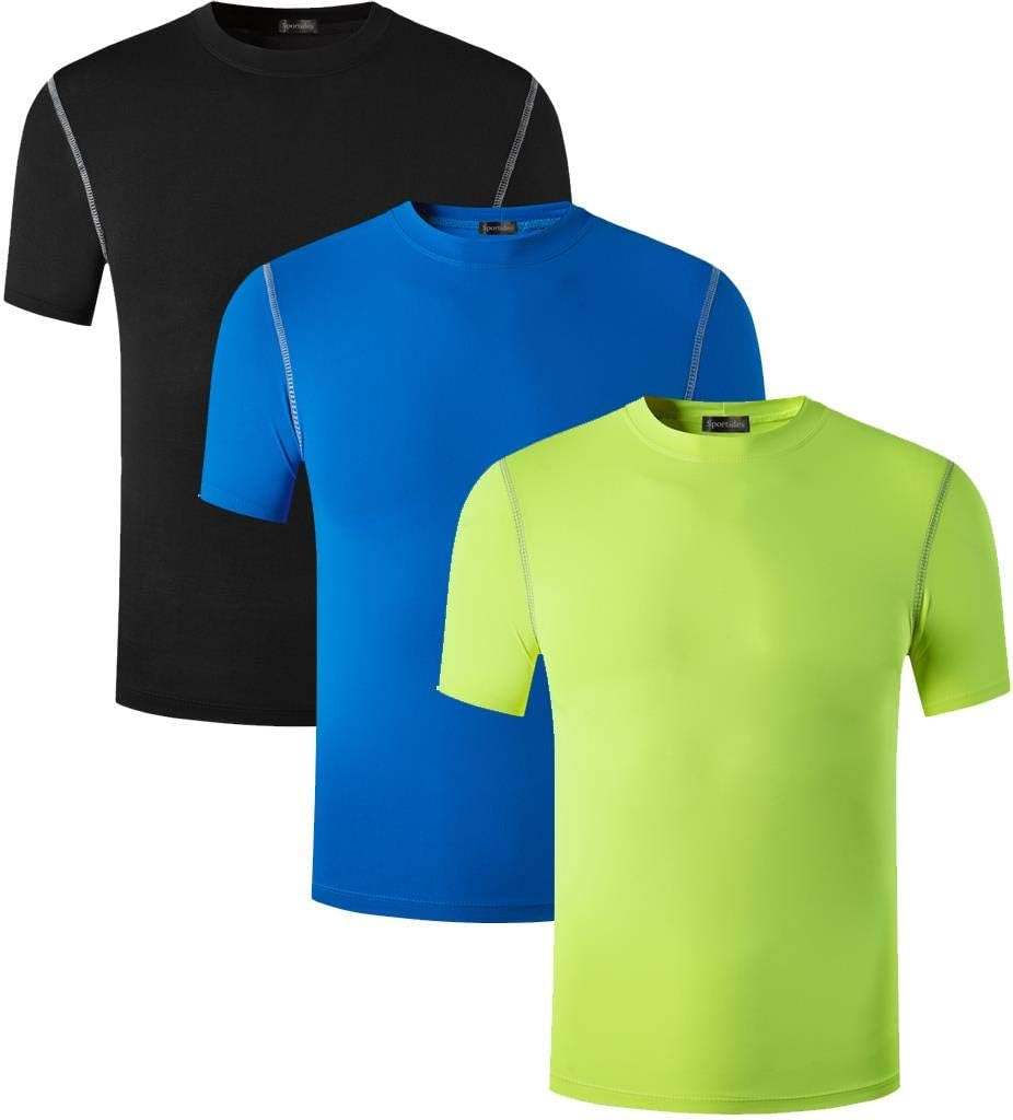 jeansian Boys 3 Packs Quick Dry Fit Active Sport Short Sleeves T-Shirt Tee Shirt Tshirt Tops Golf Tennis Bowling LBS701