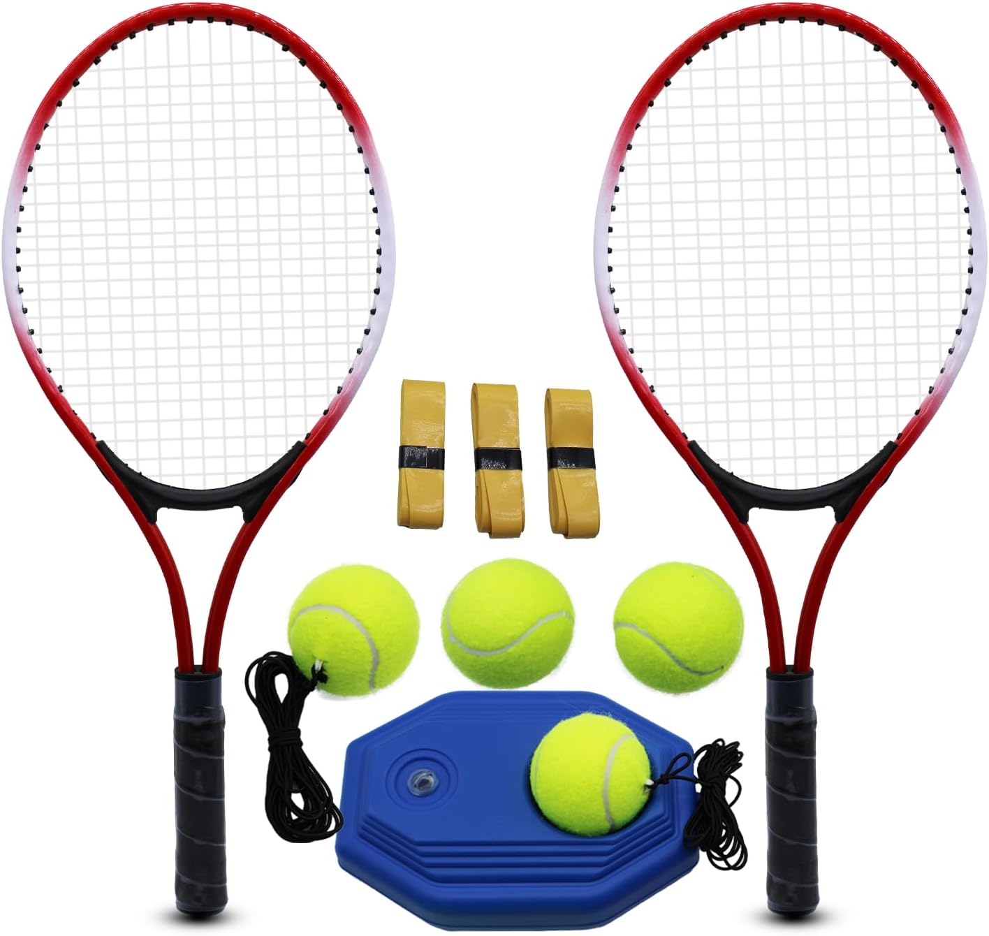 Magicorange Tennis Rackets for Kids 2 Players Recreational Tennis Racquet Set for Beginners and Professional with 4 Tennis Balls, 3 Overgrips, 1 Tennis Bag