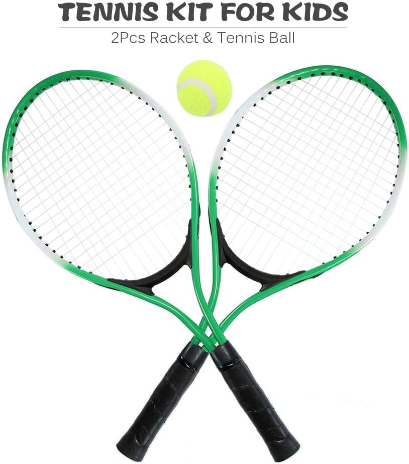 N/H Set of 2 Teenagers Tennis Racket with Free Ball for Training Tennis Carbon Fiber Top Steel Material Tennis String