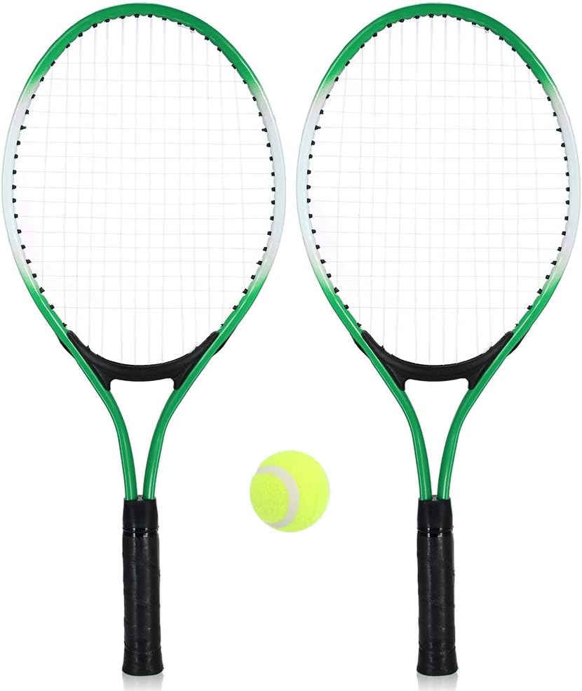 N/H Set of 2 Teenagers Tennis Racket with Free Ball for Training Tennis Carbon Fiber Top Steel Material Tennis String