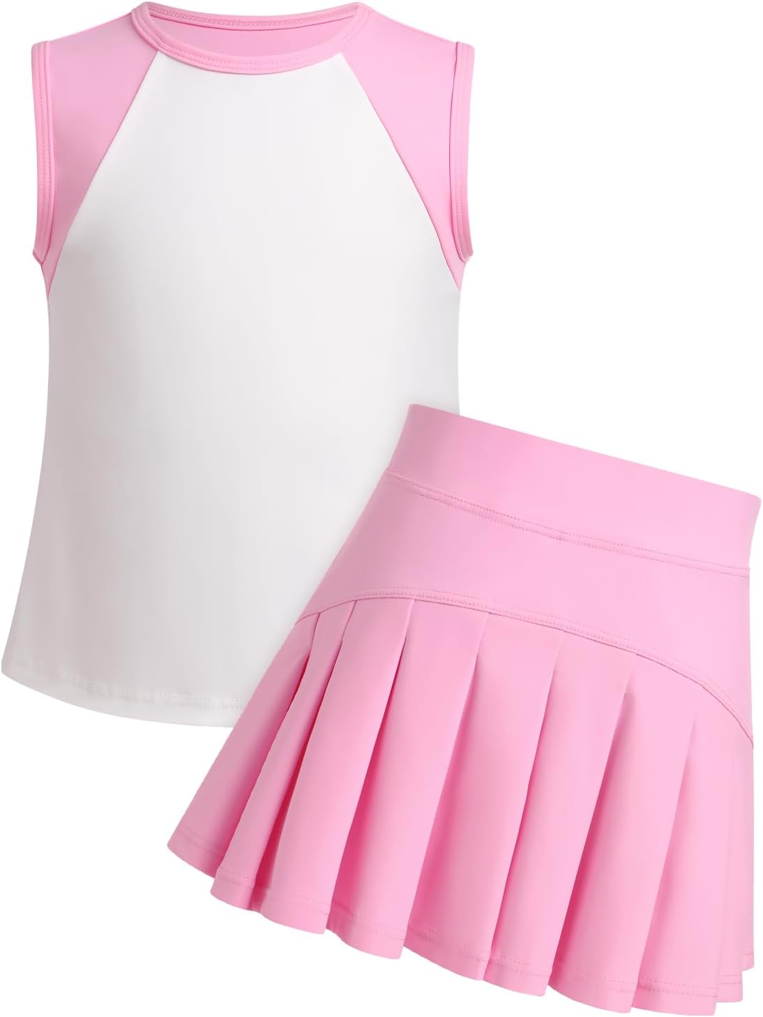 ODASDO Girls Tennis Golf Outfit Sleeveless Dress Tank Top with Pocket Shorts Skorts Set Sportswear Workout Athletic Clothes