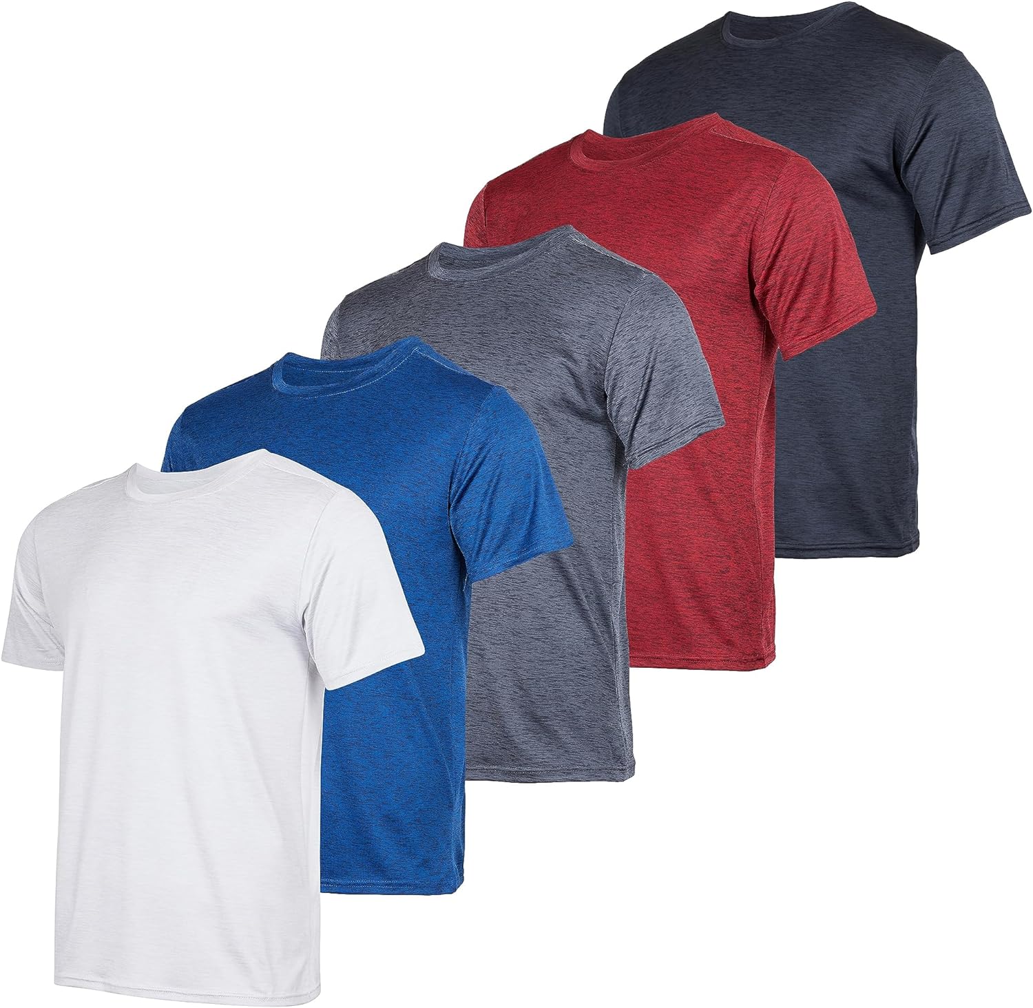 Real Essentials 5 Pack: Youth Dry-Fit Moisture Wicking Active Athletic Performance Short-Sleeve T-Shirt Boys Girls