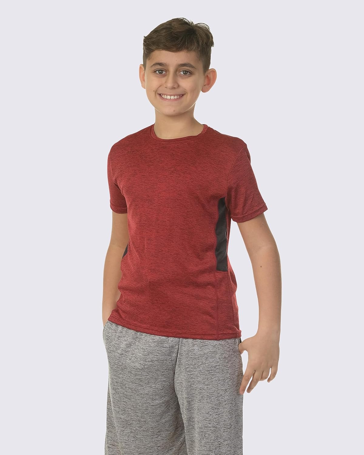 Real Essentials 5 Pack: Youth Dry-Fit Moisture Wicking Active Athletic Performance Short-Sleeve T-Shirt Boys Girls