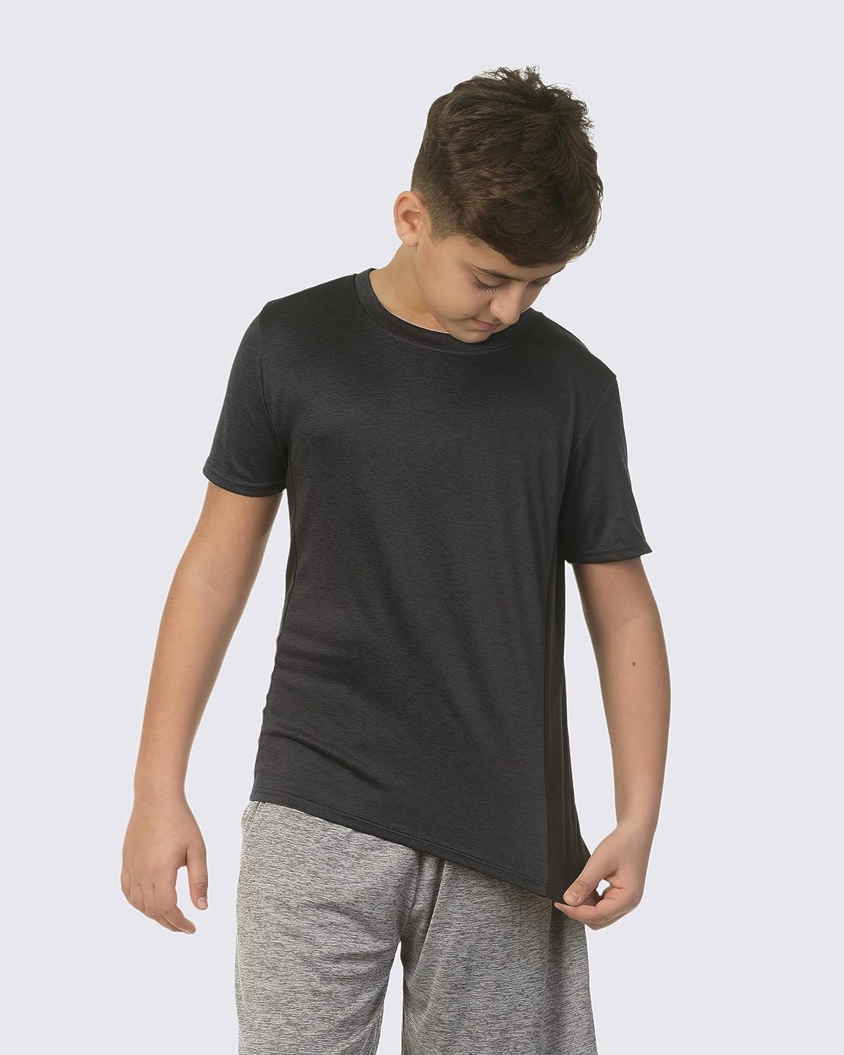 Real Essentials 5 Pack: Youth Dry-Fit Moisture Wicking Active Athletic Performance Short-Sleeve T-Shirt Boys Girls