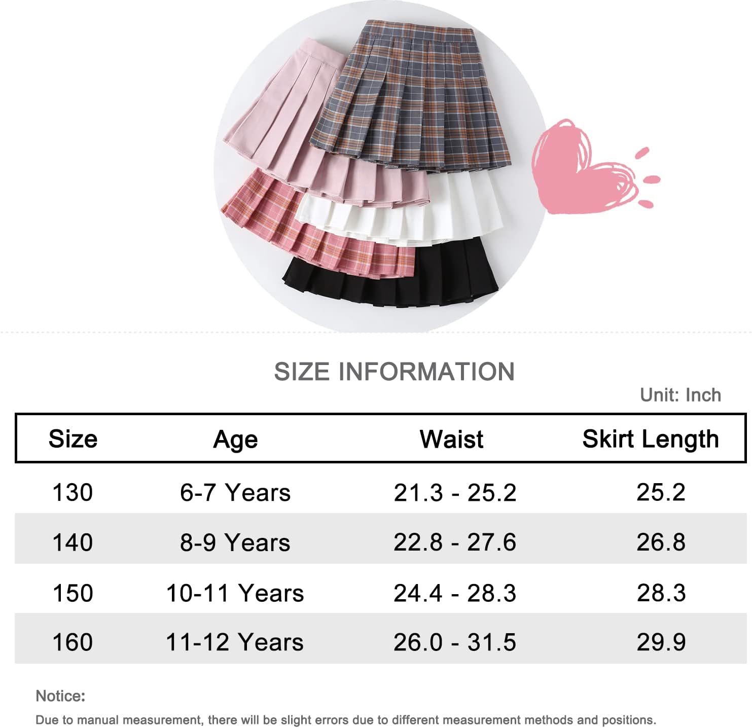 UTTPLL Toddler Pleated Skirt School Uniform Elastic Waist Skort Shorts Little Kid Girls Student Tennis Mini Scooter Skirt