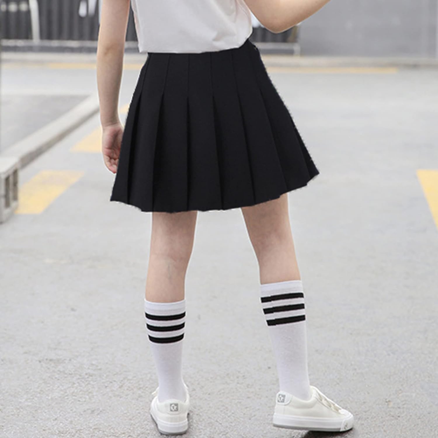 UTTPLL Toddler Pleated Skirt School Uniform Elastic Waist Skort Shorts Little Kid Girls Student Tennis Mini Scooter Skirt