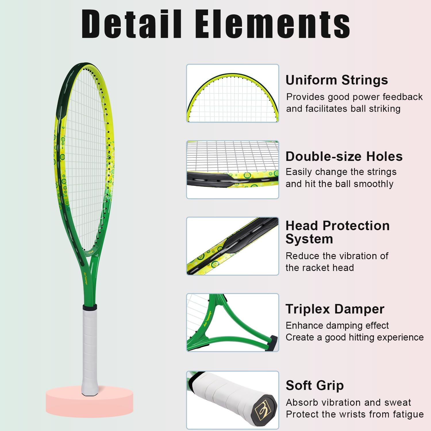 Kids Tennis Racket for Aged 2-3, boweiqi 17 Lightweight Toddler Tennis Racket for Outdoor/Indoor Sports Including 1 Tennis Racket,1 Replacement Overgrip and 1 Shoulder Strap Bag