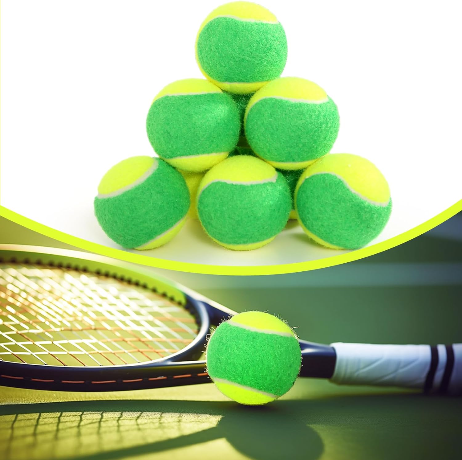 12/18/24/30/40 Pack Tennis Balls for Kids 25%-50% Low Compression Stage Tennis Ball for Beginners Youth Kids Training Practicing with Mesh Bag Easy to Transport