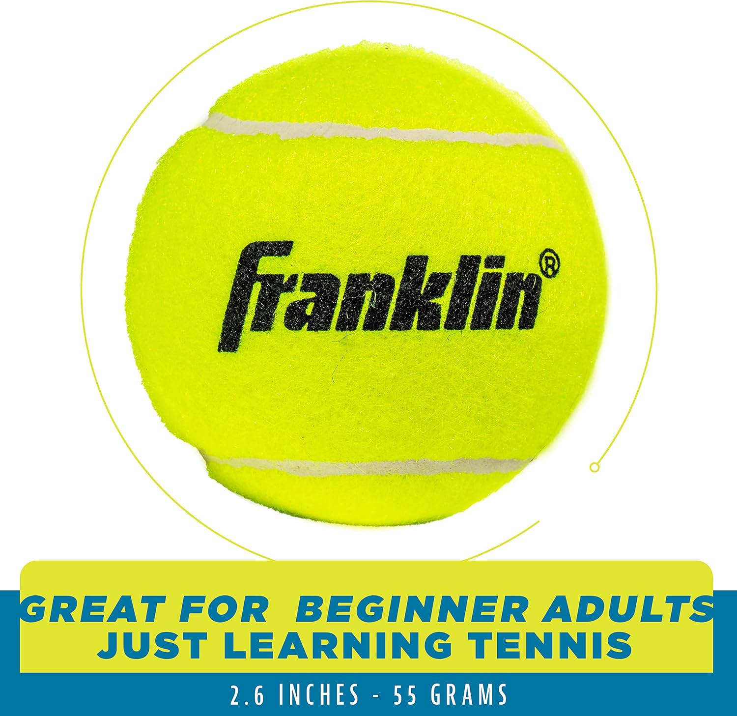 Franklin Sports Pressureless Tennis Balls - Official Size Low Pressure Tennis Balls - Great for Training + Practice - Low Bounce Tennis Balls - All Court Surface Tennis Balls - Carry Bag Included