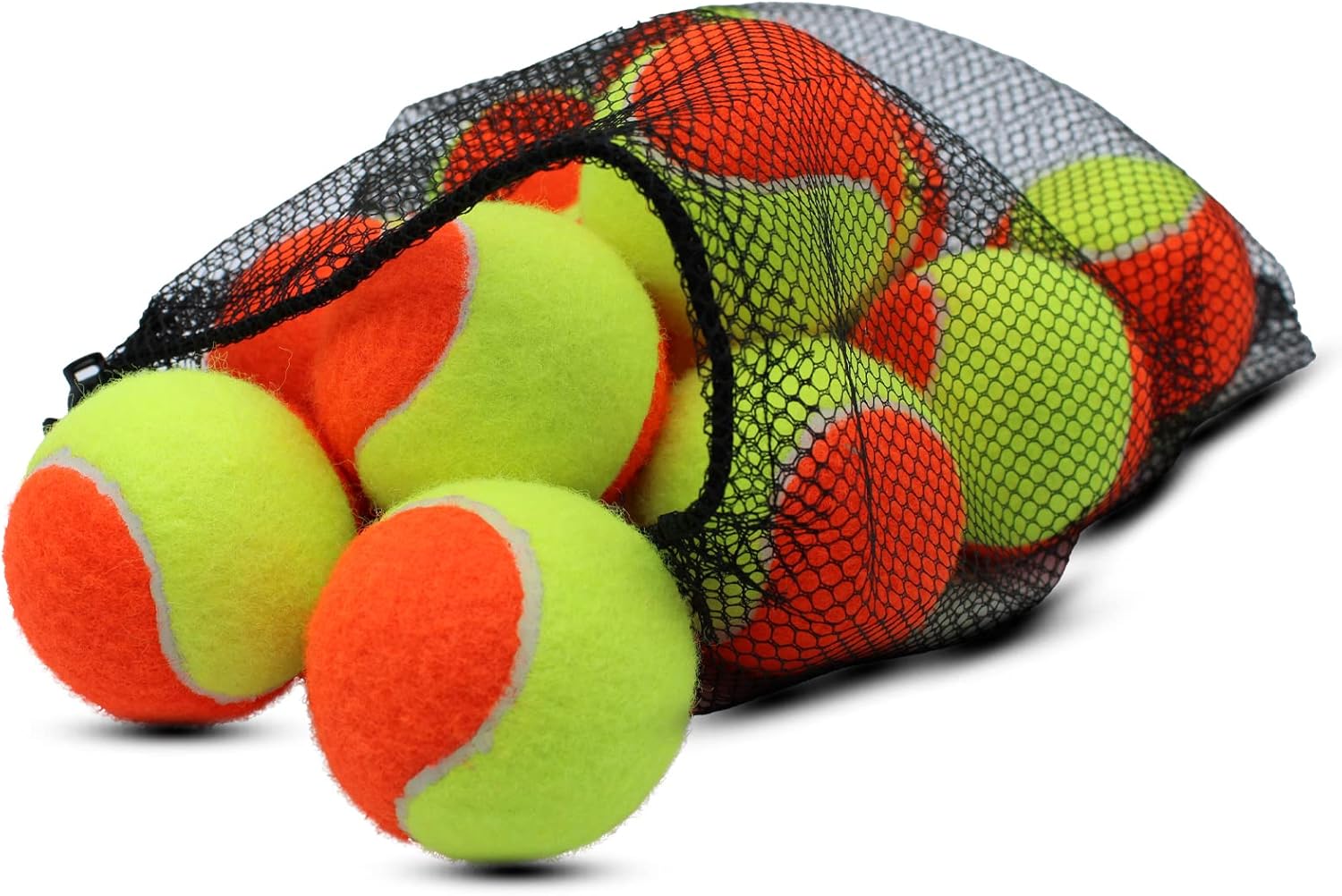 Tennis Balls, 12 Pack 50% Low Compression Stage Tennis Ball for Beginners Youth Kids Training Practicing with Mesh Bag for Easy Transport (Orange)