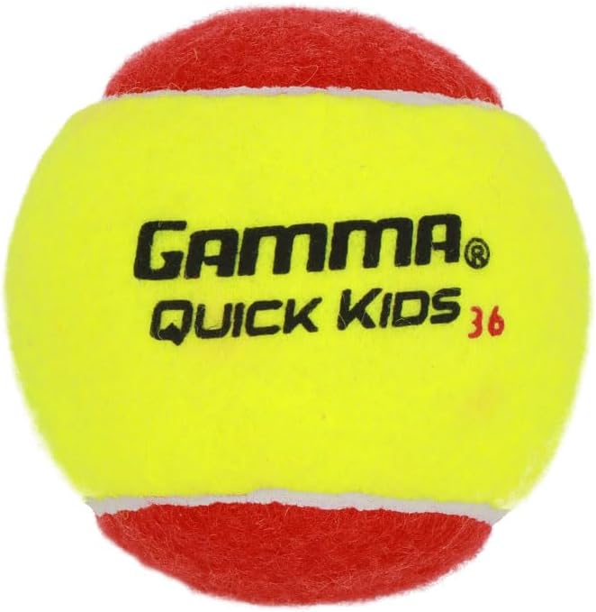 GAMMA Quick Kids 36 Training Tennis Balls for Kids  Beginners, Reduced Speed  Bounce, Great for Tennis Practice, USTA  ITF Approved for Use in 10  Under Tournaments, Bucket of 24