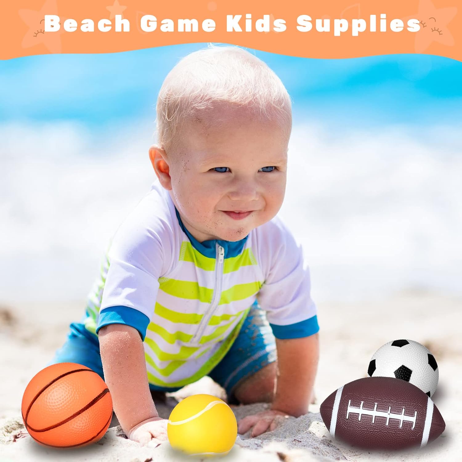 12 Pieces Toddler Balls Sport Balls for Toddlers 1-3 Baby Ball Includes Mini Soccer Ball, Basketball, Football, Tennis Ball Toys Inflatable Balls for Kids Beach Pool Sports Game Party Favors Supplies