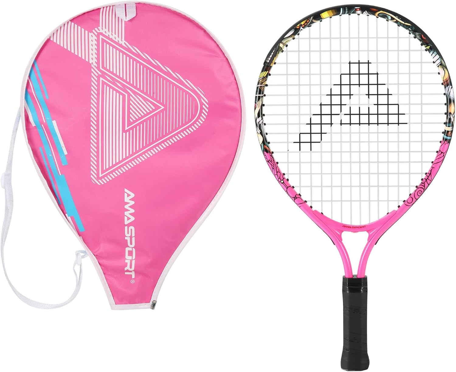 AMA SPORT Kids Tennis Racket for Junior Toddlers Starter Kit 17-25 for Girl Pink and Boy Yellow with 420D Nylon Shoulder Strap Bag