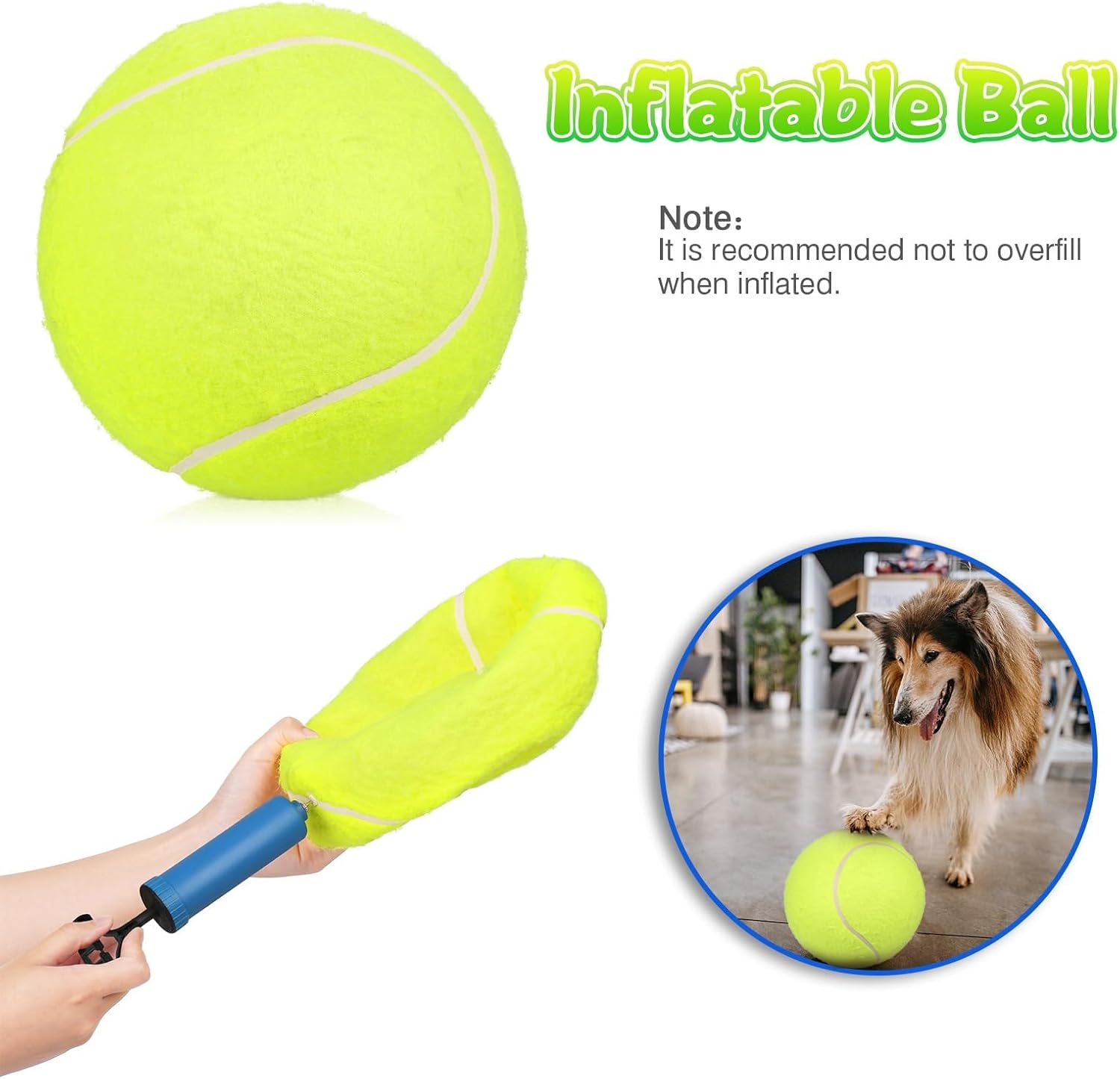 LIXADA 9.5 Oversize Giant Tennis Ball for Children Adult Pet Fun (Shipped Deflated)