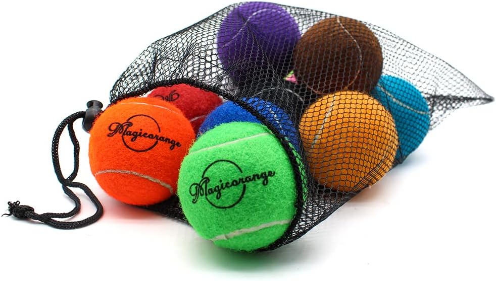 Magicorange Tennis Balls, 12 Pack Advanced Training Tennis Balls Practice Balls, Come with Mesh Bag for Easy Transport, Good for Beginner Training Ball (Multicolor)