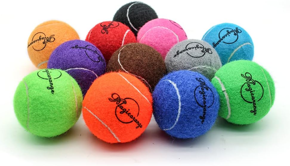 Magicorange Tennis Balls, 12 Pack Advanced Training Tennis Balls Practice Balls, Come with Mesh Bag for Easy Transport, Good for Beginner Training Ball (Multicolor)