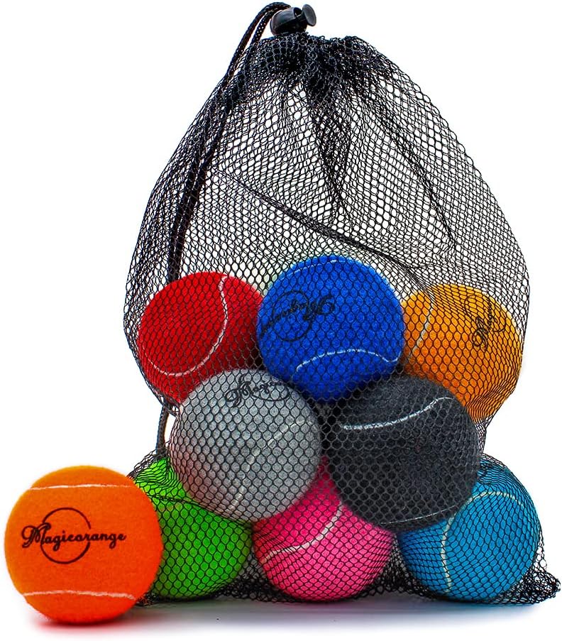 Magicorange Tennis Balls, 12 Pack Advanced Training Tennis Balls Practice Balls, Come with Mesh Bag for Easy Transport, Good for Beginner Training Ball (Multicolor)