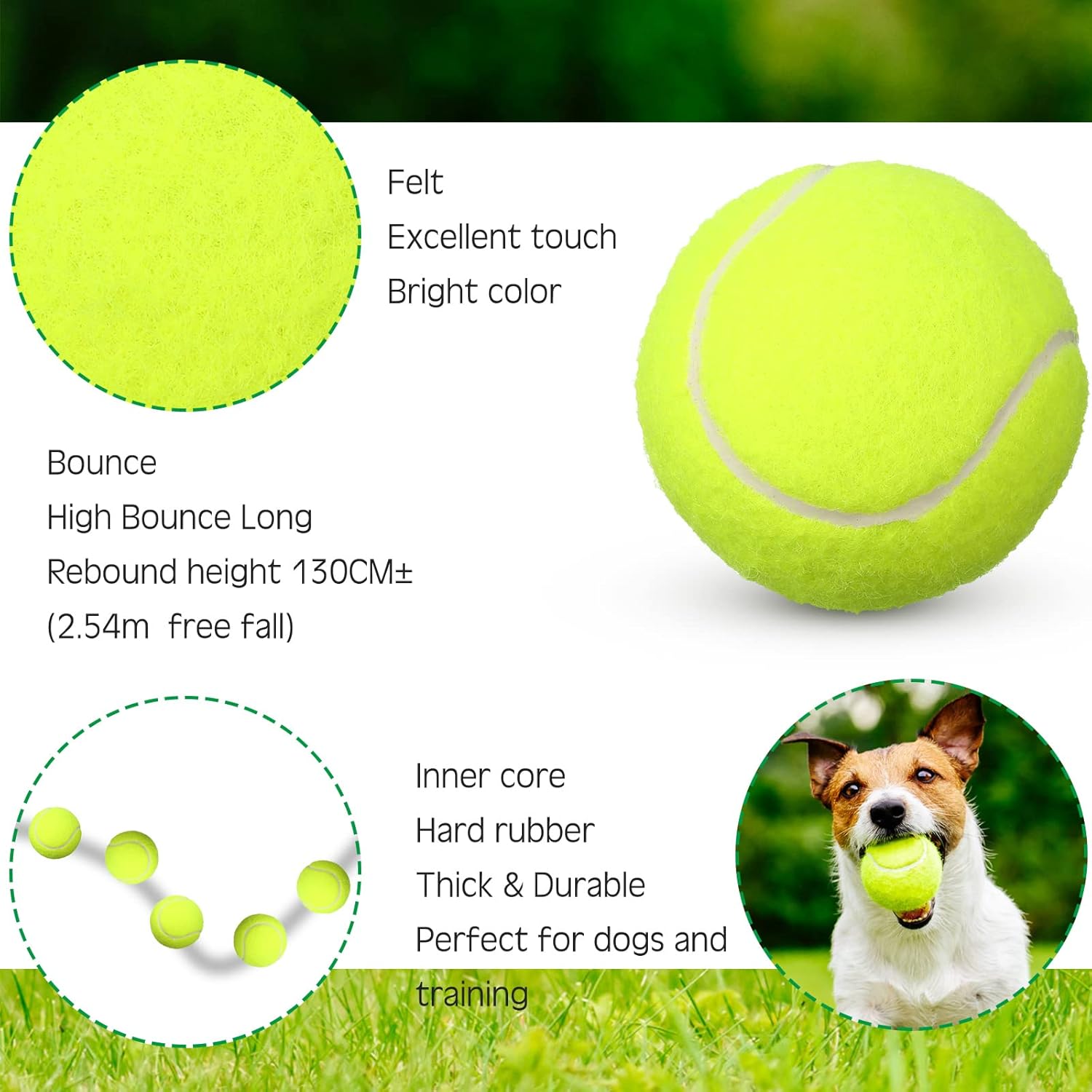 Vinsot 48 Pcs Standard Pressure Tennis Balls Bulk, Training Tennis Balls Practice Playing Balls for Player Beginner Youth Training Sports Ball, 2.5 Inch (Yellow)